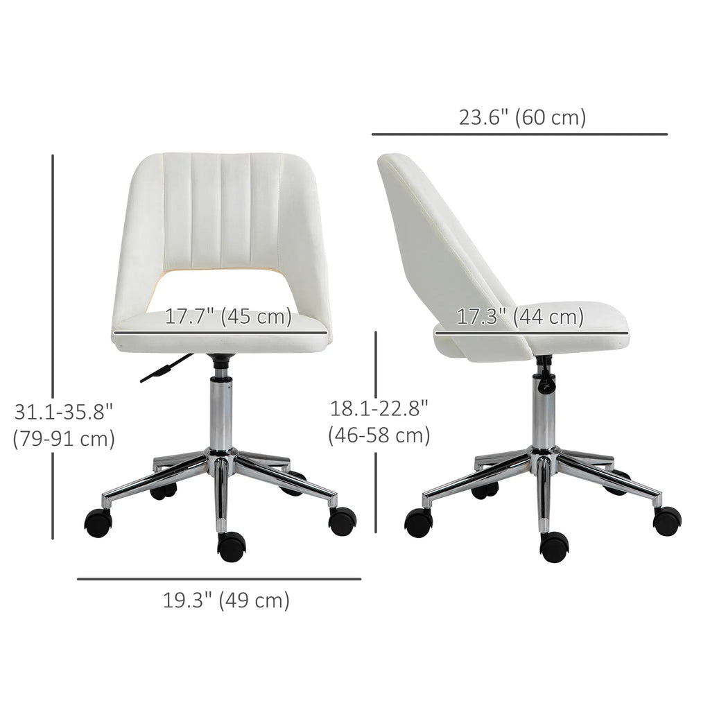 Mid Back Office Chair Velvet Fabric Swivel Scallop Shape Computer Desk Chair - Image 5