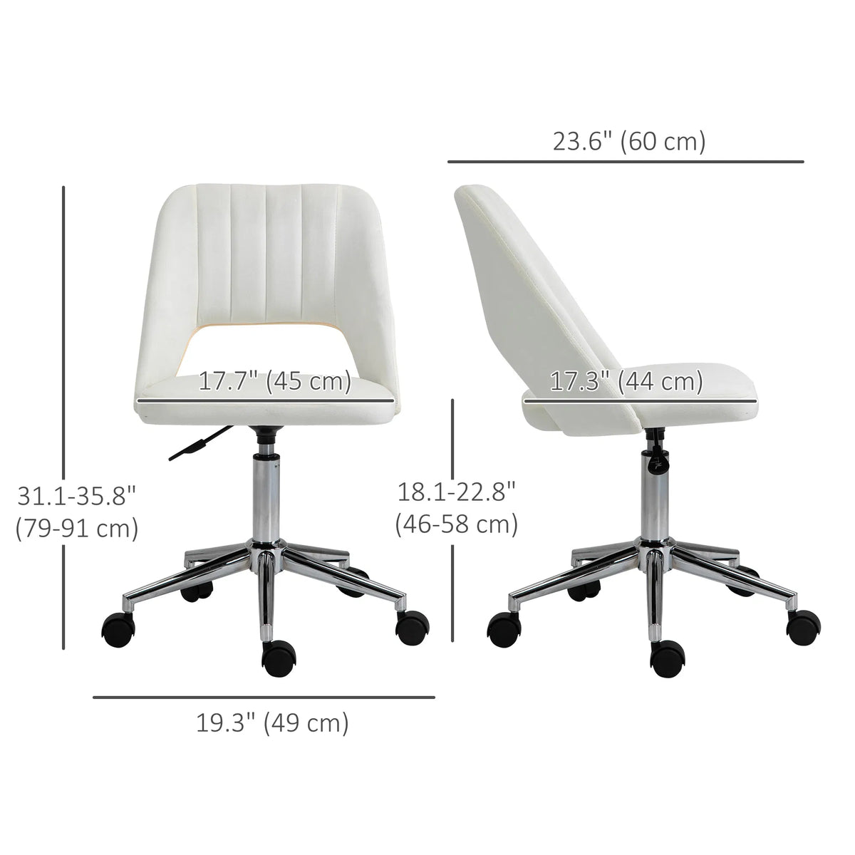 Mid Back Office Chair Velvet Fabric Swivel Scallop Shape Computer Desk Chair - Image 5