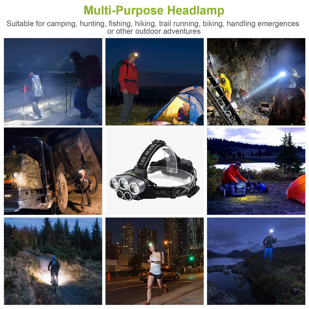 Rechargeable Headlamp 20000 Lumen LED Headlight 6 Modes Headlamp Flashlight for - Image 2