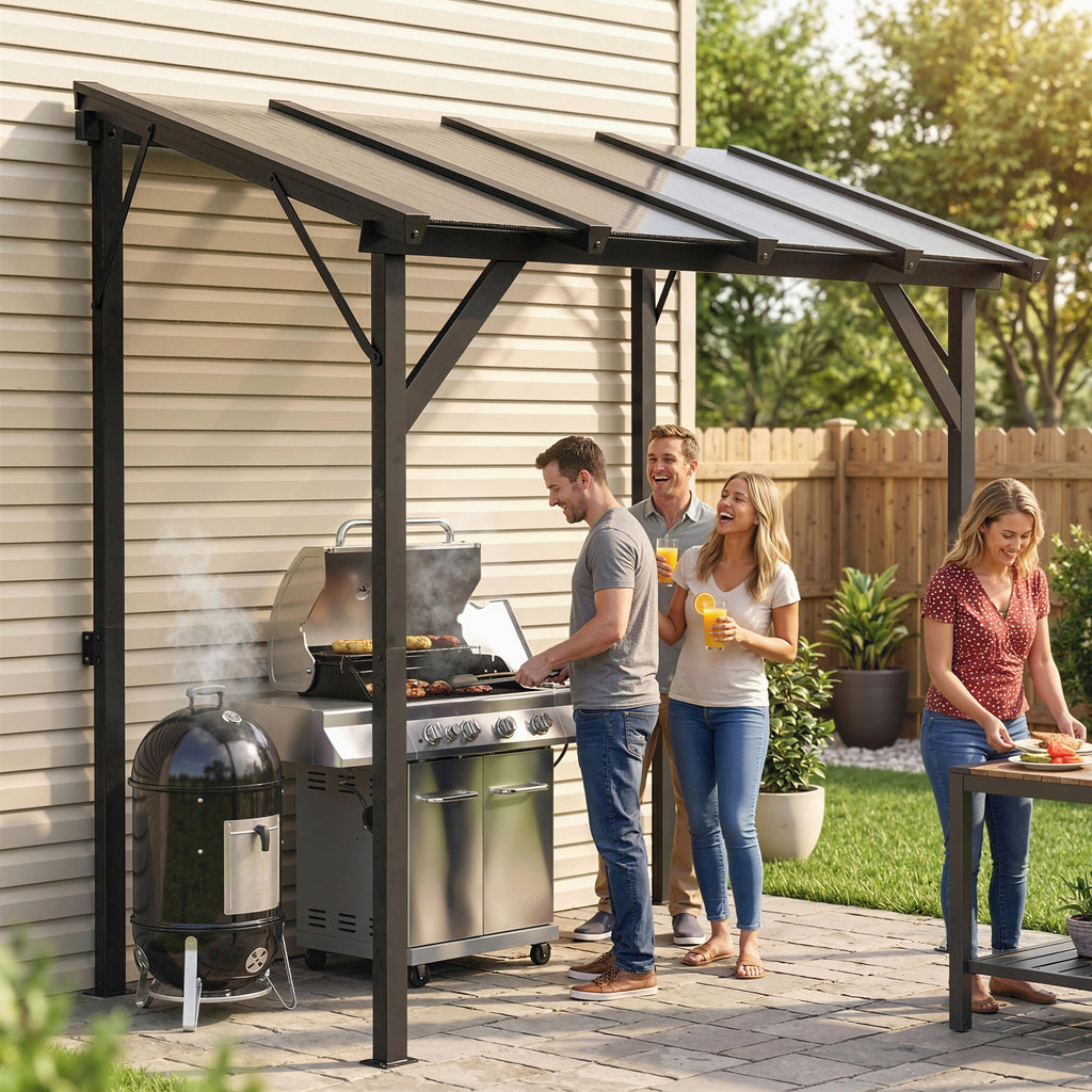 hardtop lean-to grill gazebo with polycarbonate roof product view 2