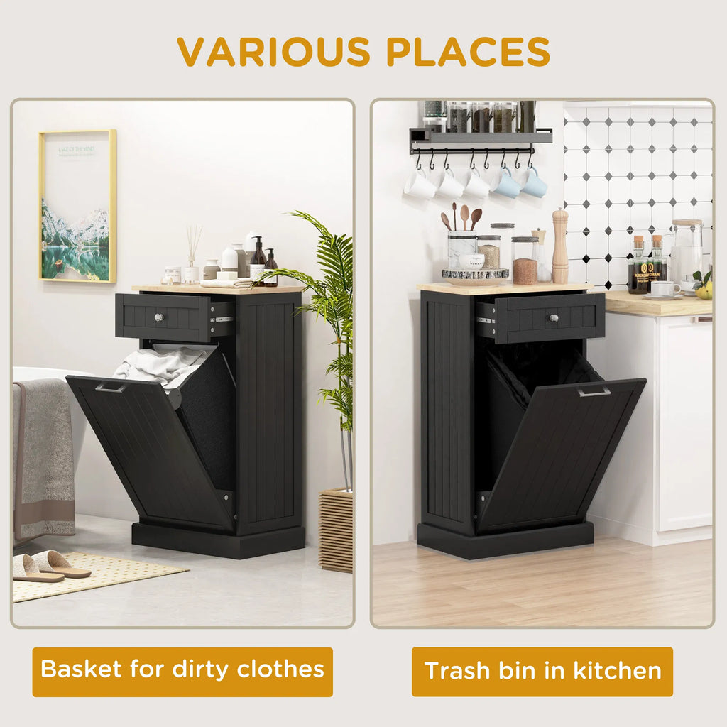 Kitchen Tilt Out Trash Bin Cabinet Free Standing Recycling Cabinet Trash Can - Image 3