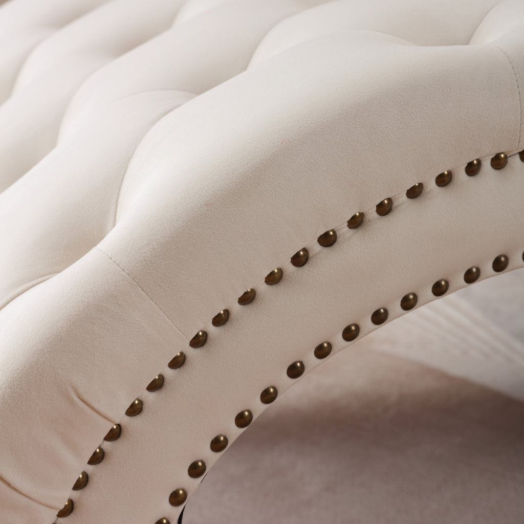 Classical Velvet Recliner Chair with Button Tufting & Silver Nailhead Trim - Image 4