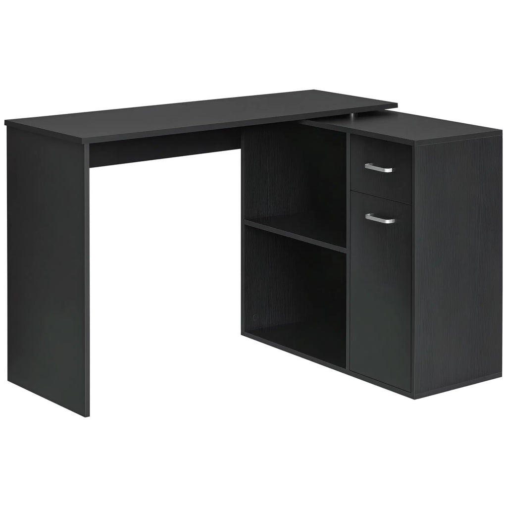 180° Rotating Home Office Corner Desk Storage Shelf Cabinet Black - Image 5
