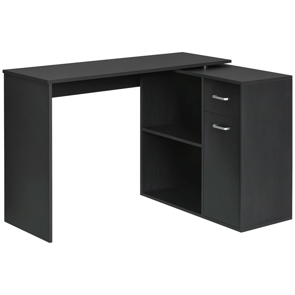 180° Rotating Home Office Corner Desk Storage Shelf Cabinet Black - Image 5