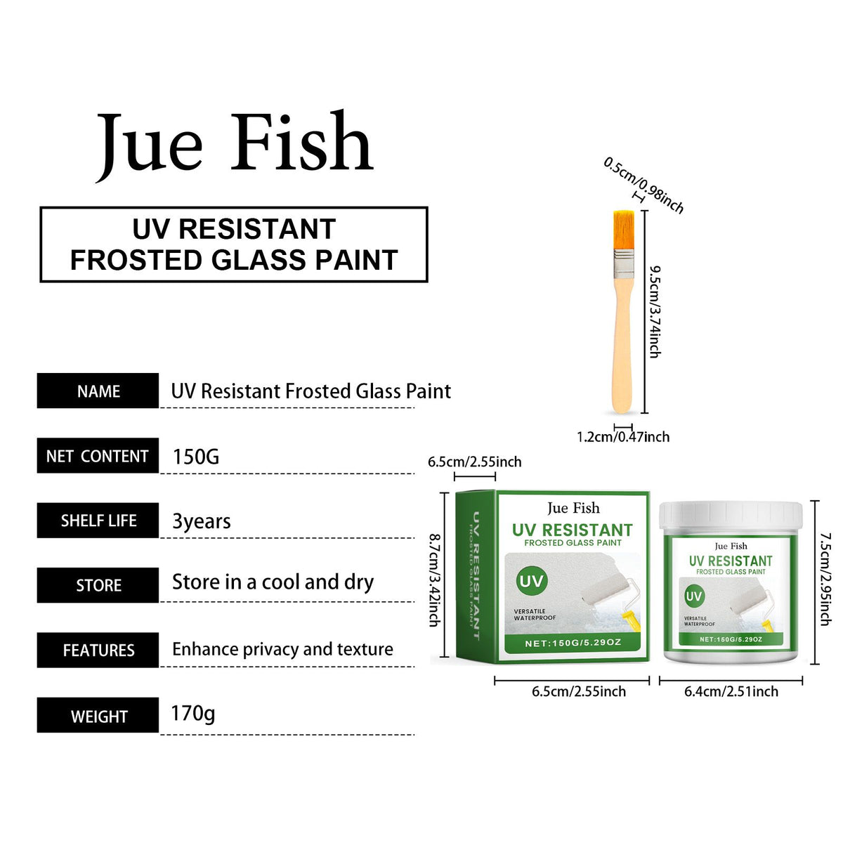 JUE FISH Frosted Glass Paint Kit 1set Kit - Image 3