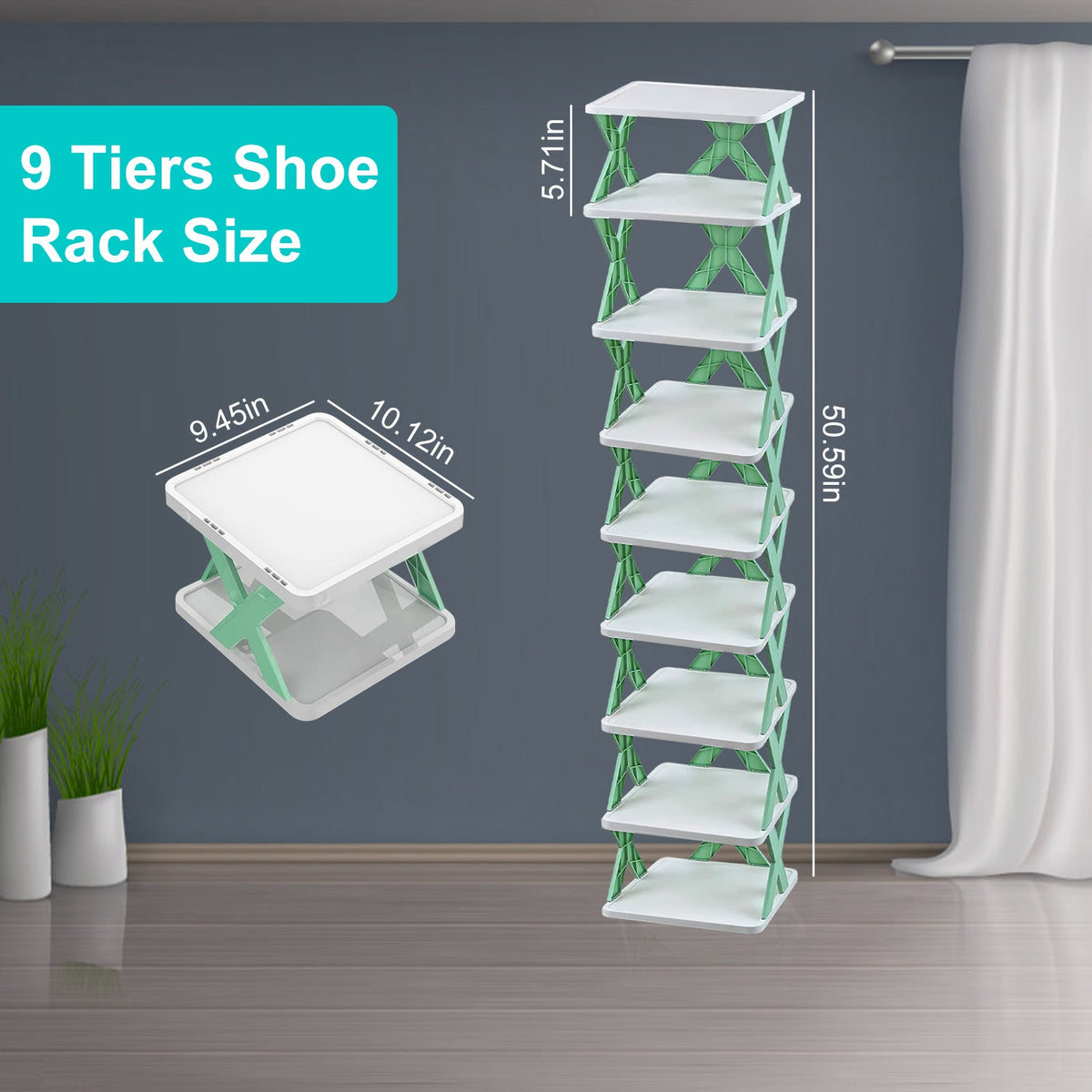 1pc 9tier narrow entryway shoe detail and structure