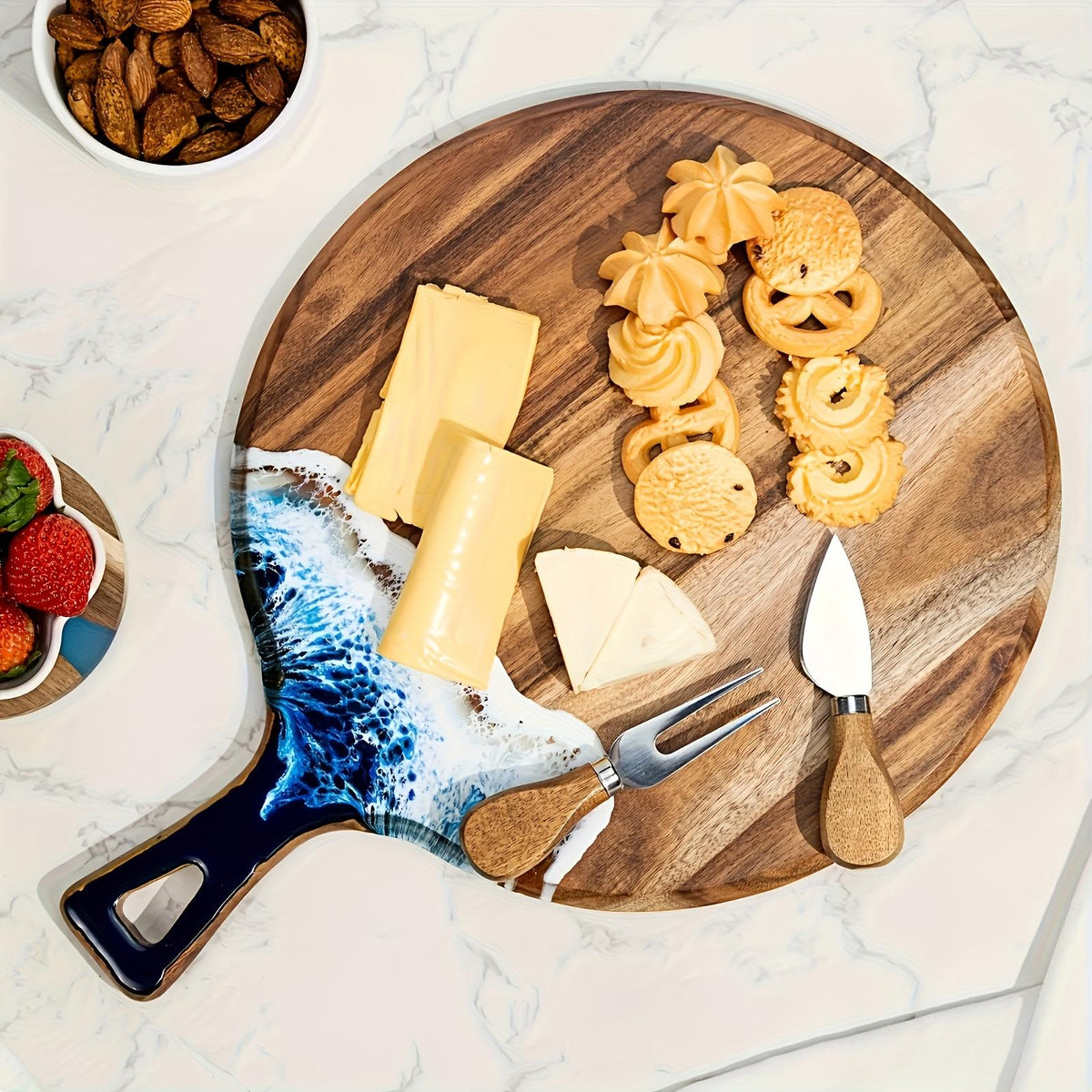 Round Acacia Wood Cutting Board Natural Solid Wood Cutting Board Thickened - Image 4