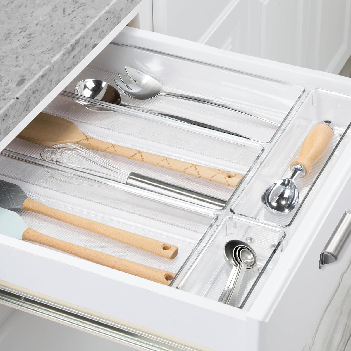 25 Piece Kitchen Drawer Organizer Set Clear Plastic Storage Trays For Utensils - Additional Product View 8