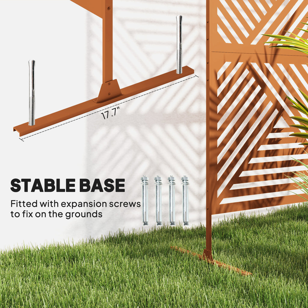 Decorative Metal Outdoor Plant Trellis Screen with Stand Rhombus Pattern (Brown) - Additional Product View Plant Trellis Screen