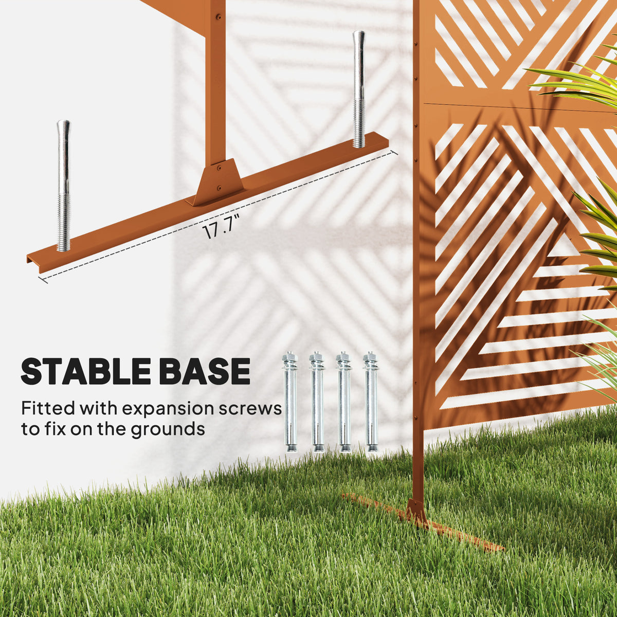 Decorative Metal Outdoor Plant Trellis Screen with Stand Rhombus Pattern (Brown) - Additional Product View Plant Trellis Screen