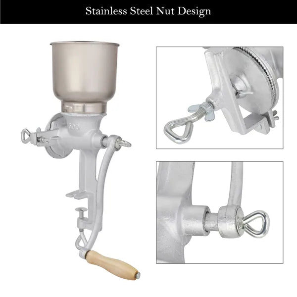500# Home Use Hand Cranking Operation Grain Grinder Silver - Image 3