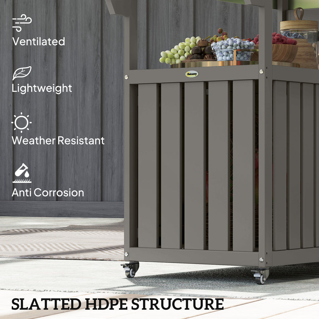 mobile outdoor BBQ prep cart with stainless steel counter product view 5