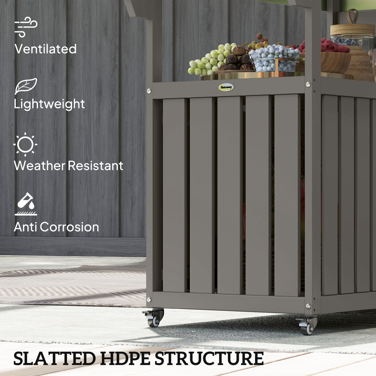 mobile outdoor BBQ prep cart with stainless steel counter product view 5