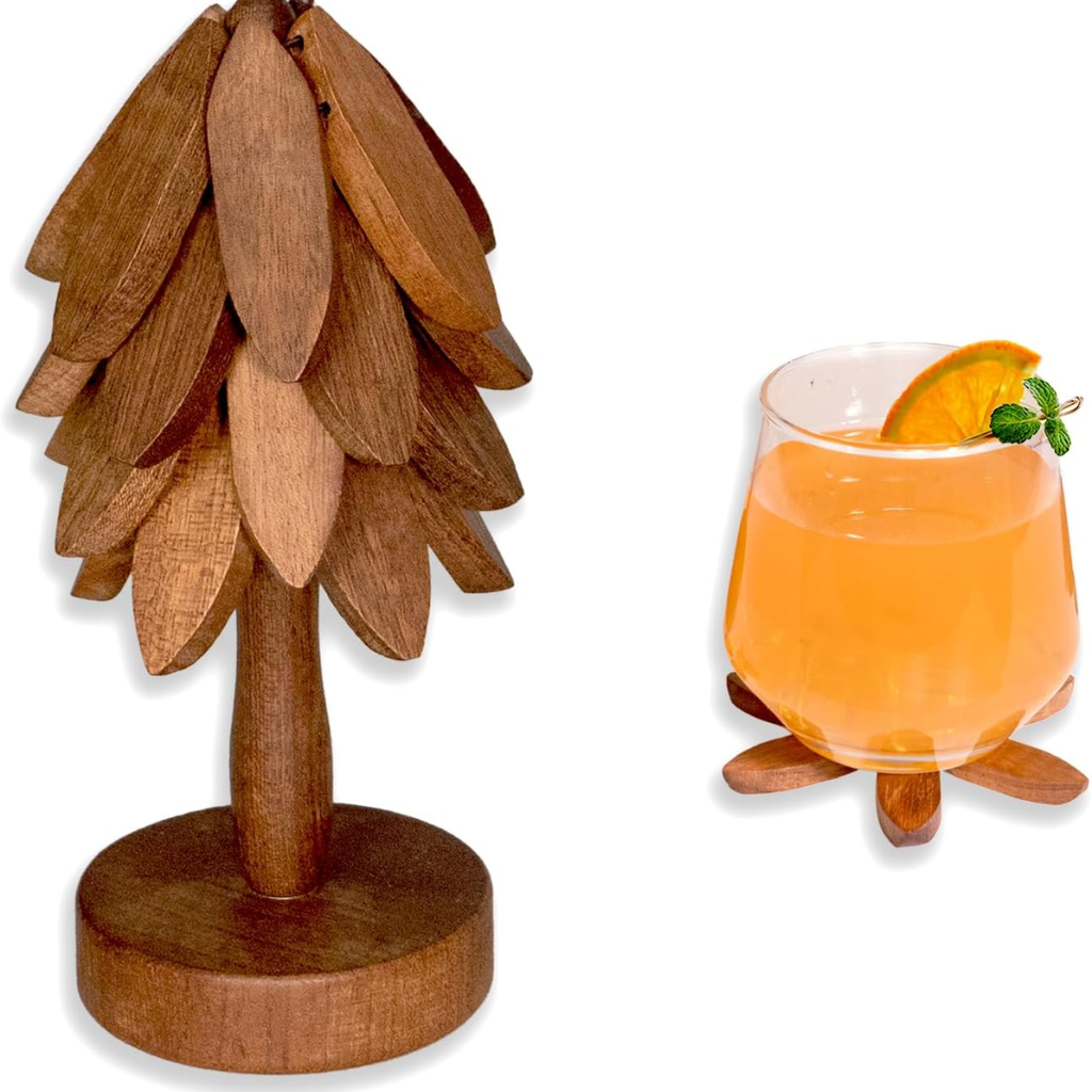 Tree Shaped Wooden Coasters Set For Coffee Table Kitchen Dining Table Home - Image 3