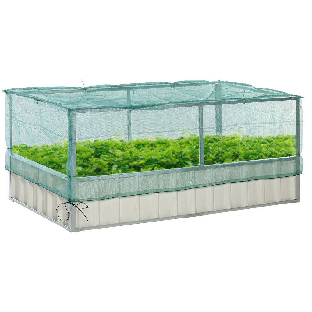 Raised Garden Bed 5.7 x 3 x 2.3ft Steel Planter Box Outdoor with Cover Gloves