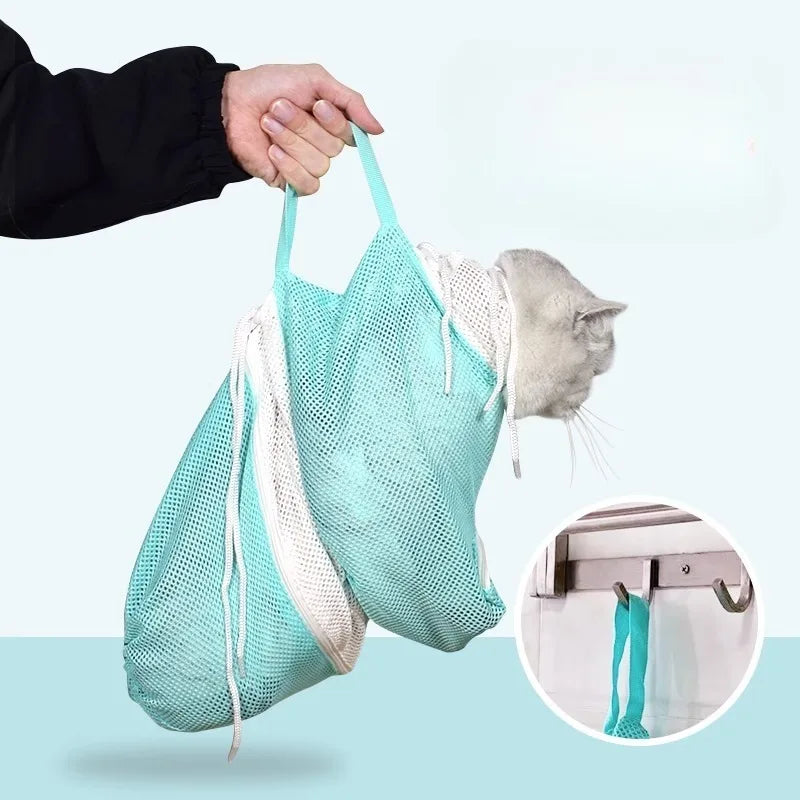 Cat Grooming Shower Bag Mesh Adjustable Multipurpose Pet Restraint Bag Prevent - Image 5
