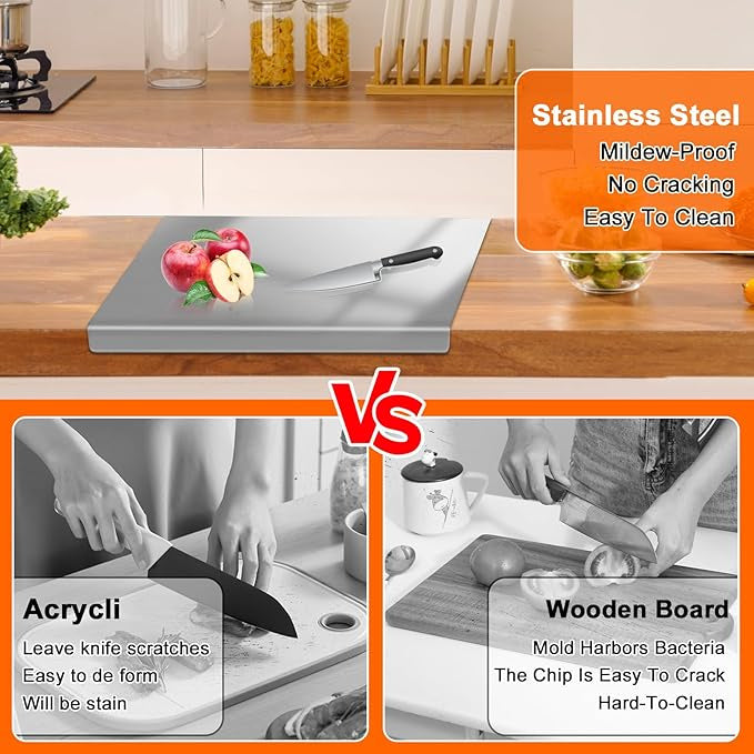 Stainless Steel Cutting Board For Kitchen Large 304 Chopping Boards Suitable - Image 5