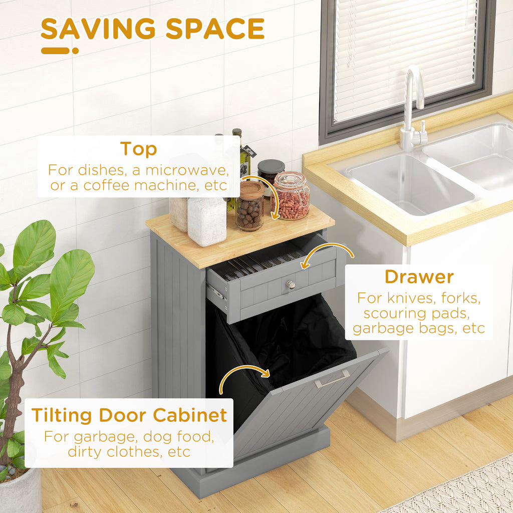 Kitchen Tilt Out Trash Bin Cabinet Free Standing Recycling Cabinet Trash Can - Image 5