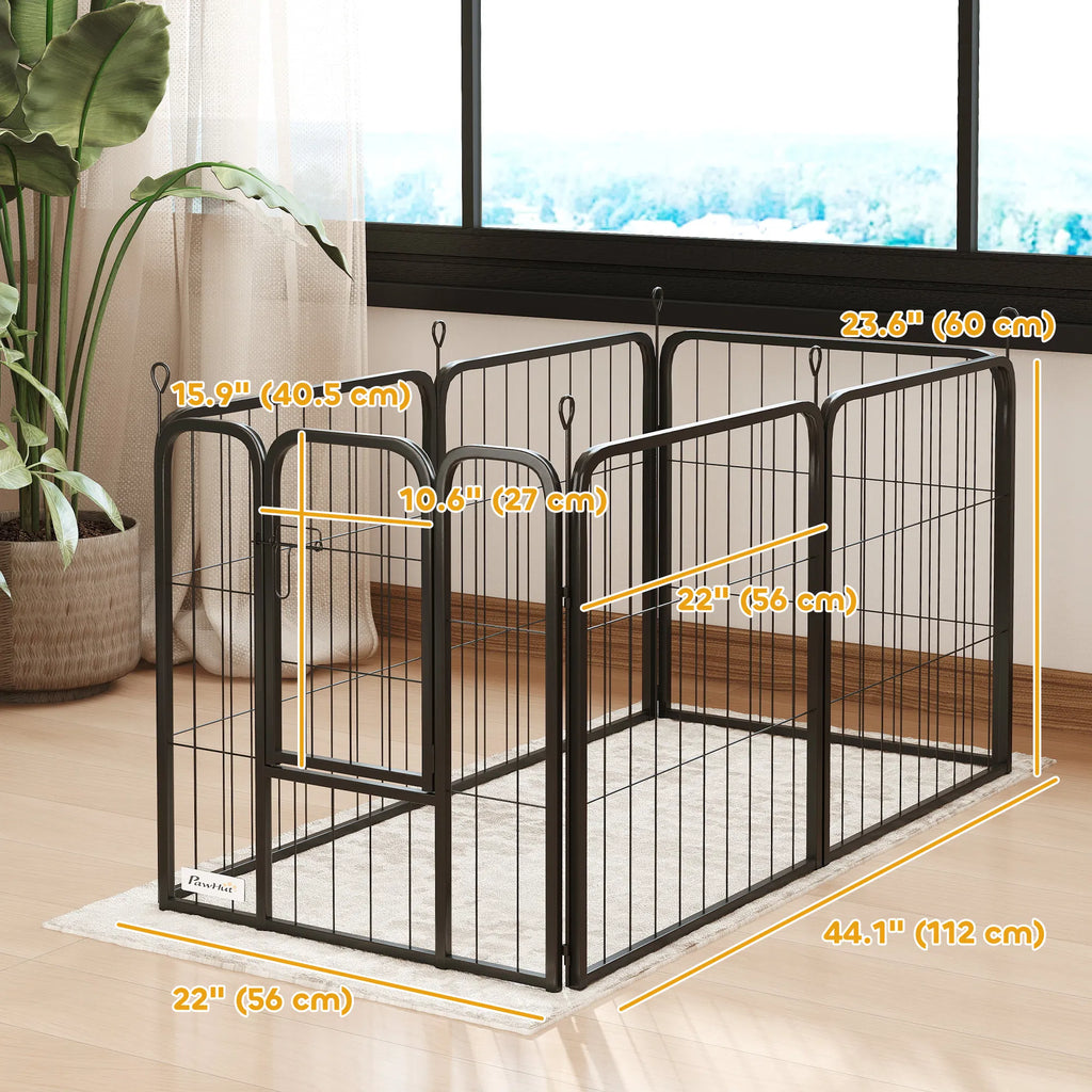6 Panels Heavy Duty Dog Playpen Outdoor Indoor with Door & Strap 24" Height - Image 3