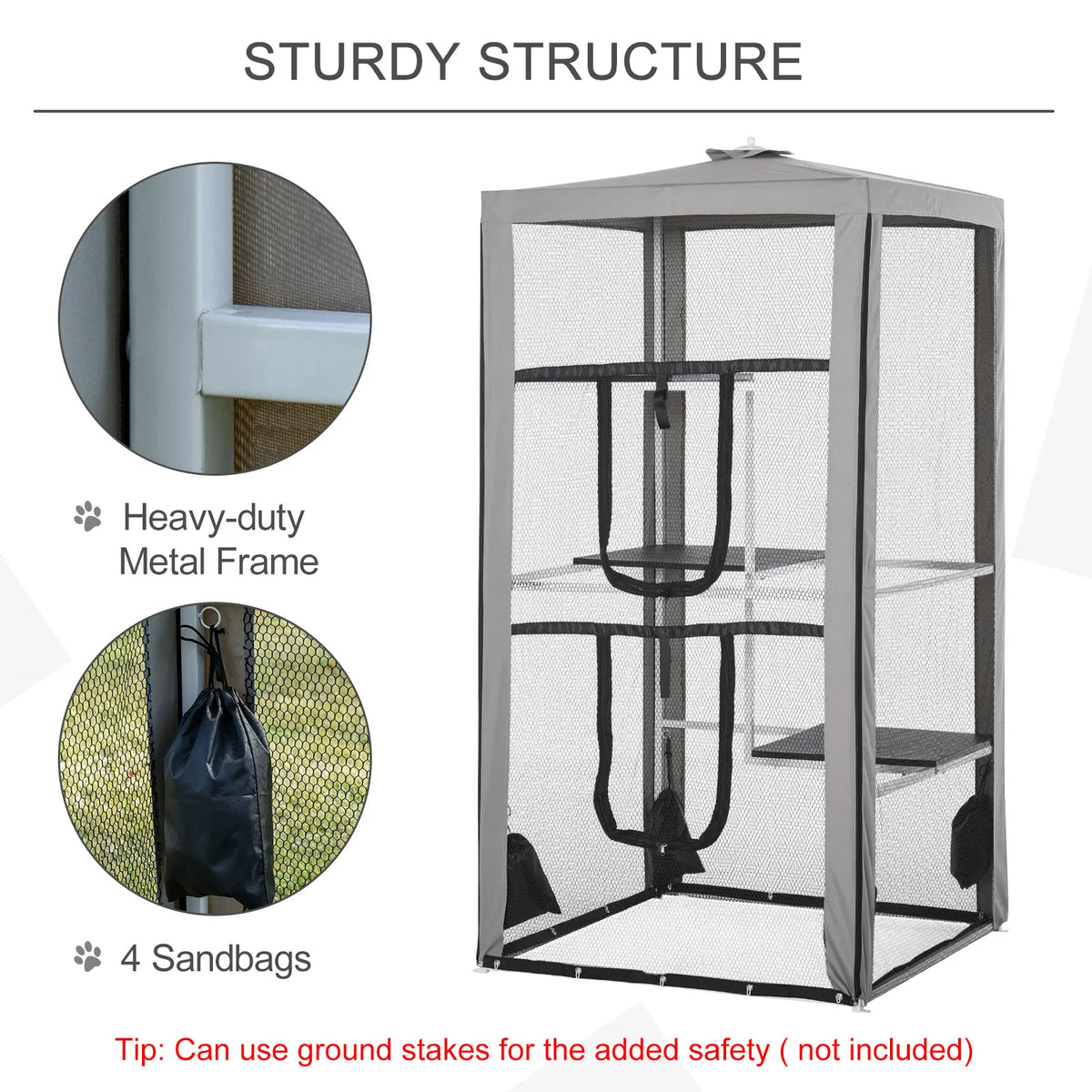79" Cat Cage Large Outdoor Kitten House Indoor Cage Pet Kennel Playpen with 3 - Image 2