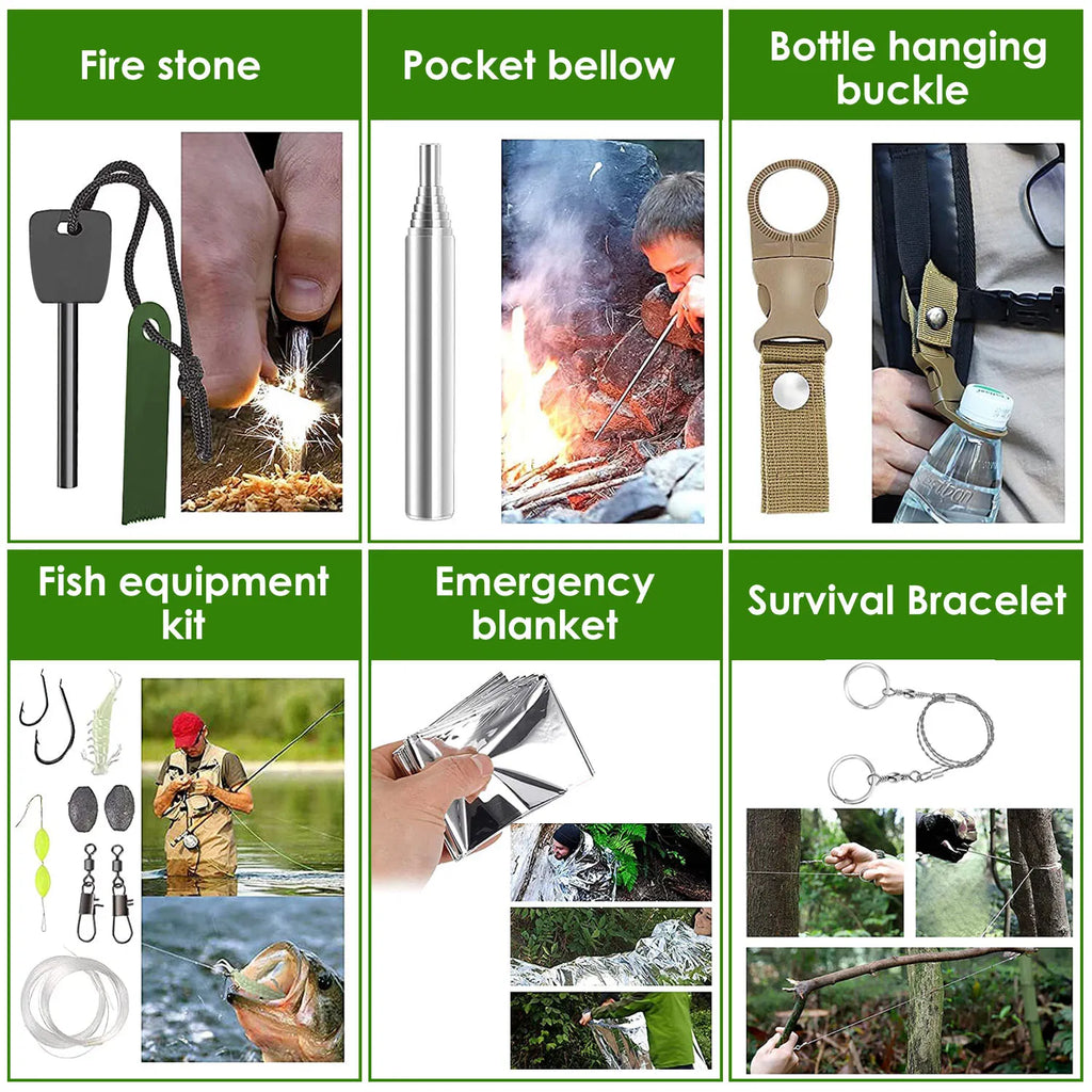 47Pcs Emergency Survival Kit Survival EDC Gear Equipment Tool First Aid - Image 4