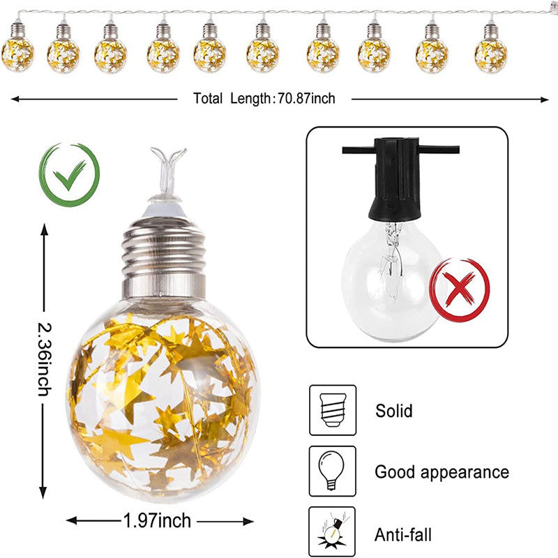 Snow 10 LED Globe String Lights 6.5FT Battery Operated Fairy Lights Warm - Image 2