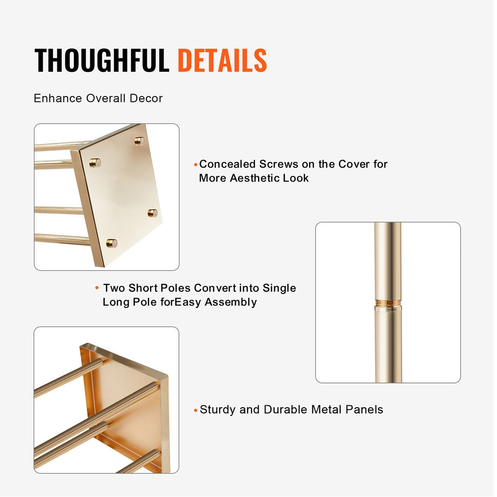 4PCS Gold Metal Column Wedding Flower Stand 31.5inch High With Metal Laminate