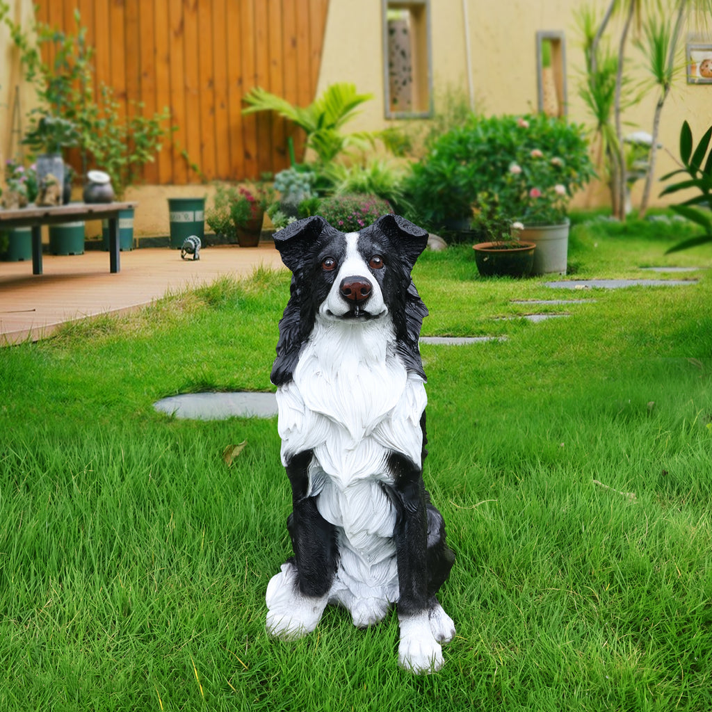 Outdoor Garden Border Collie Dog Statue Greeter Dog Welcome Sign Garden Decor - Image 2