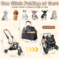 Pet Stroller for Dogs and Cats 2 in 1 Detachable Foldable 4 Wheels Pet