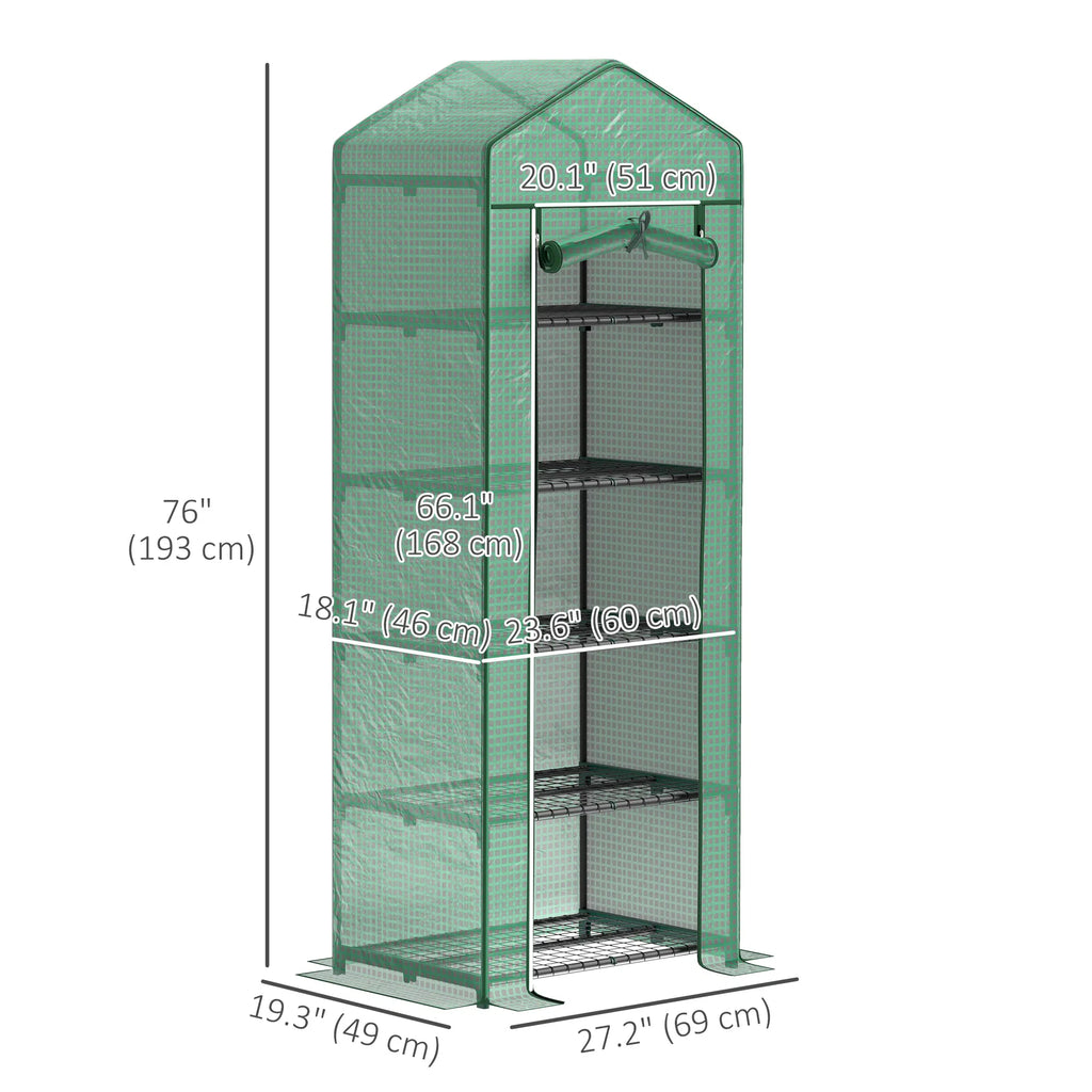 5 Tier Mini Greenhouse Portable Outdoor Flower Stand with Shelf Clips Indoor - Image 2