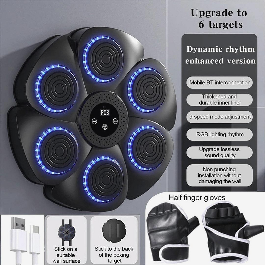 Unisex Smart Bluetooth Music Boxing Machine Wall Mount Punch Trainer With