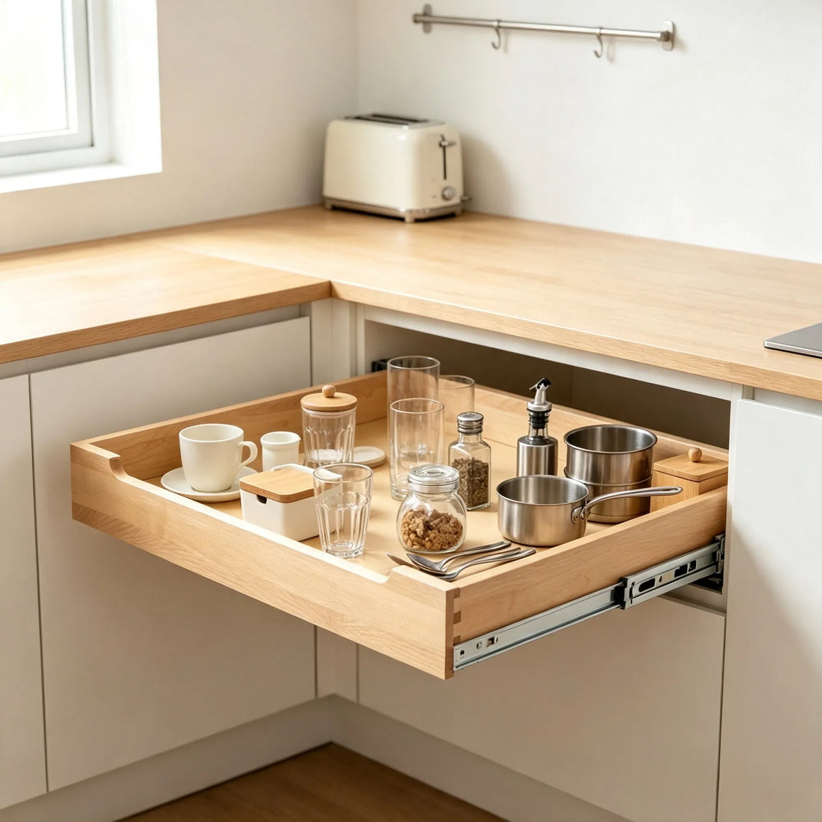 20" x 21" 20" 21" Pull Out Cabinet Organizer Soft Close Slide Shelf For Kitchen - Main View