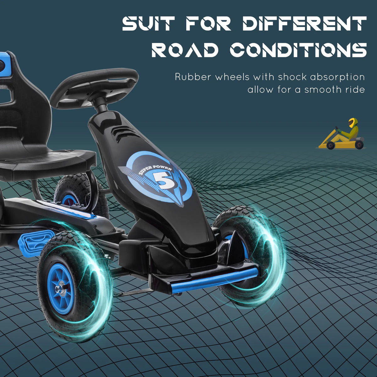 Kids Pedal Go Kart Ride On Toys for Boys Girls with Ergonomic Adjustable Seat - Image 2