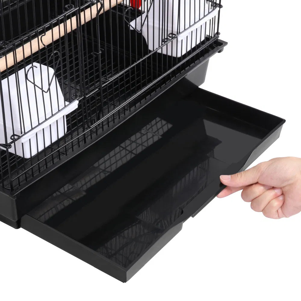 39"H Metal Bird Cage Large Roof Top Huge House for Small Birds Black - Image 2