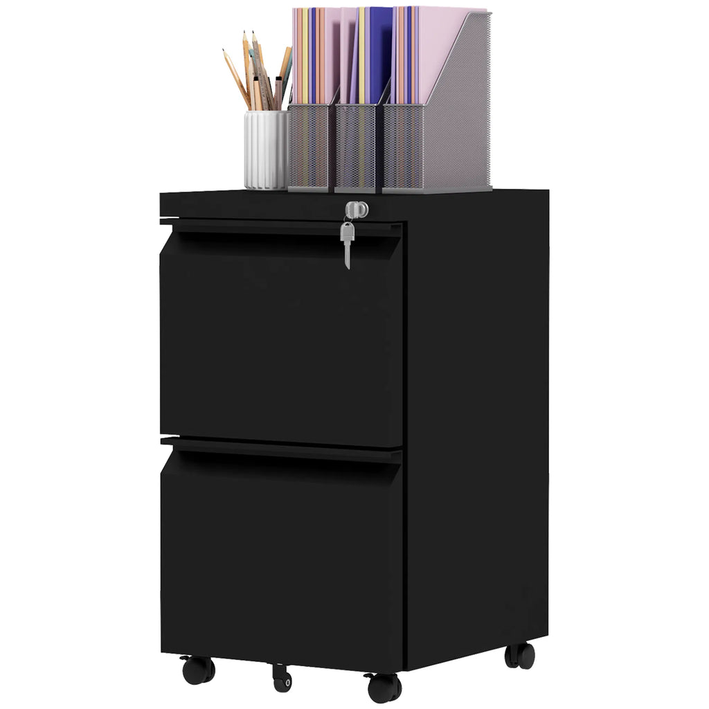 Mobile Vertical Filing Cabinet with Lock 2 Drawer Steel File Cabinet with - Image 4