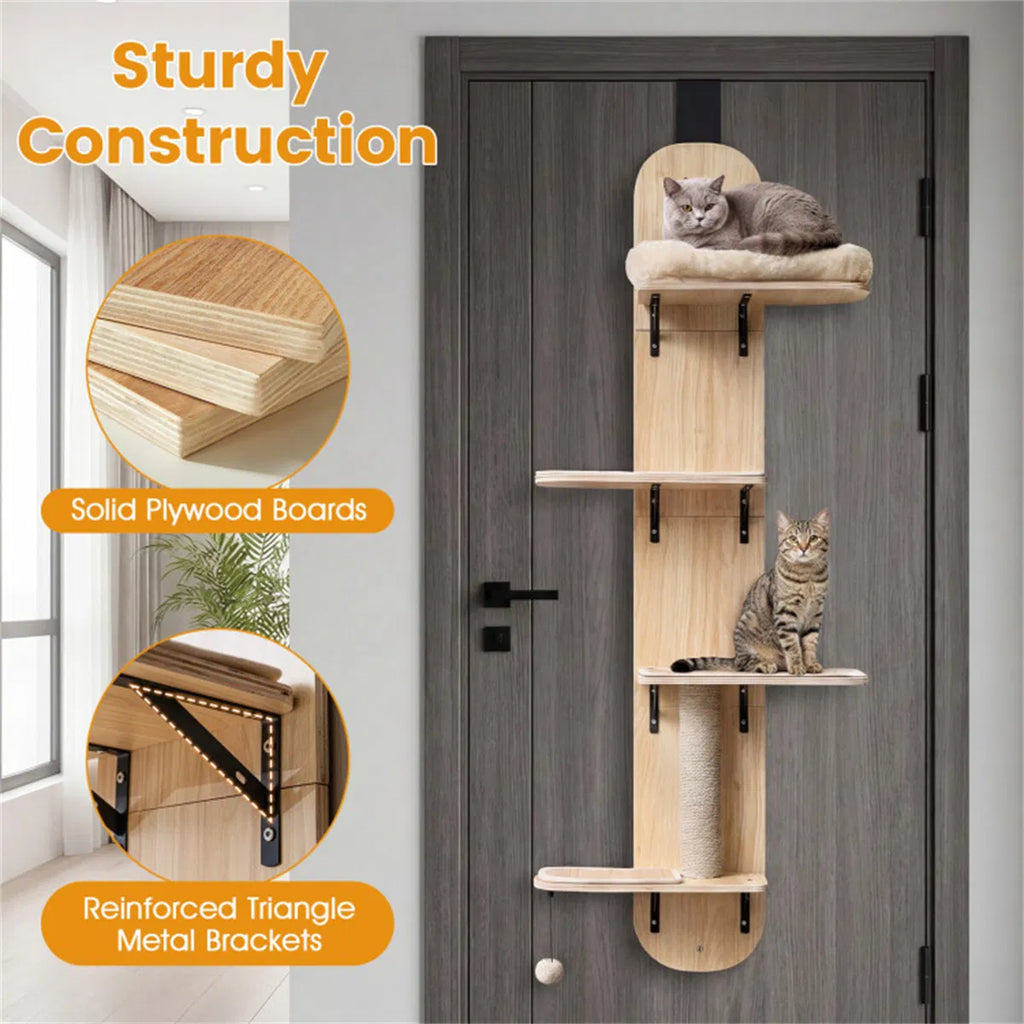 Door Hanging Cat Tree 5 Level Height Adjustable 4 Tier Climber No Drill for - Image 5