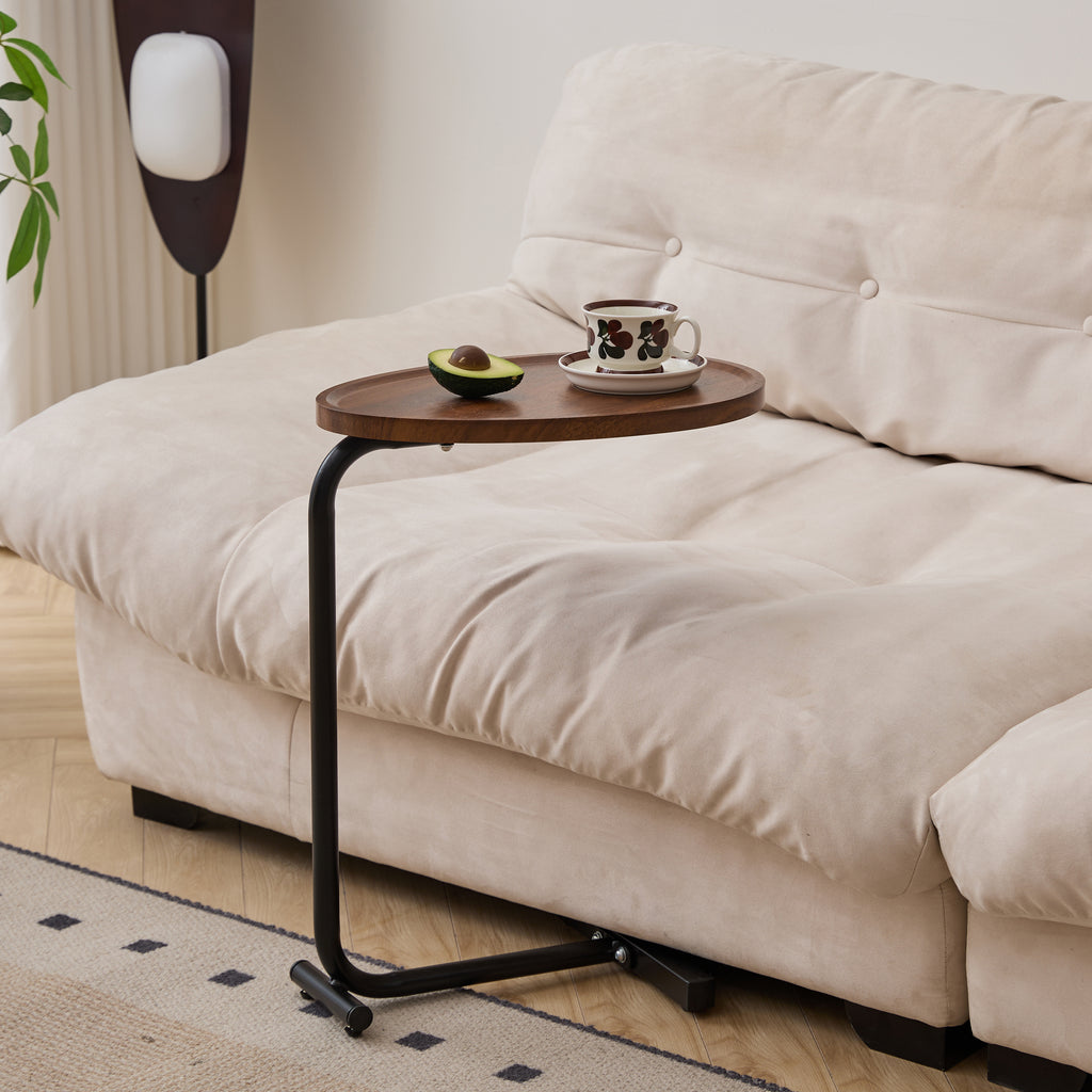 Brown C-Shaped Sofa Side Table