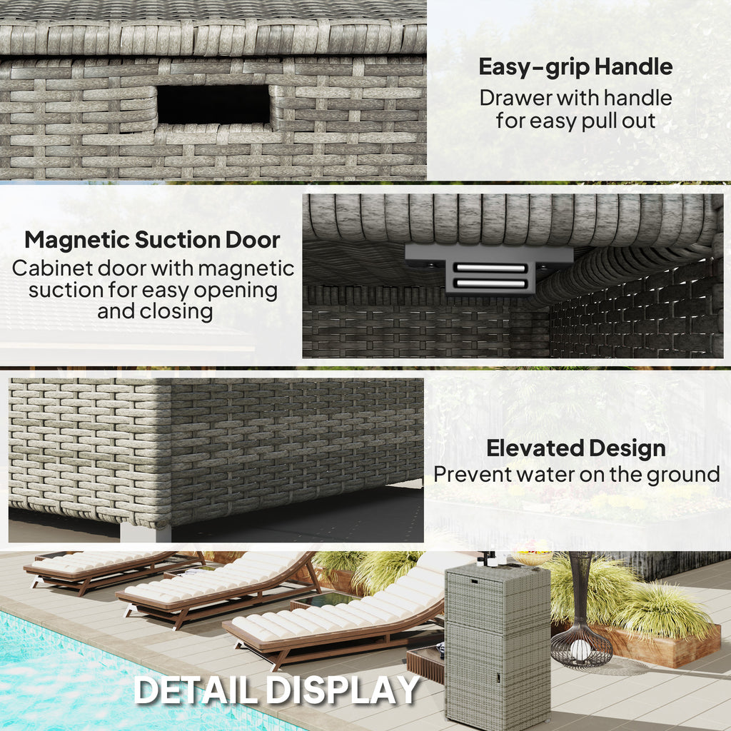 Outdoor Towel Rack For Pool W Drawer & Cabinet Gray - Image 5