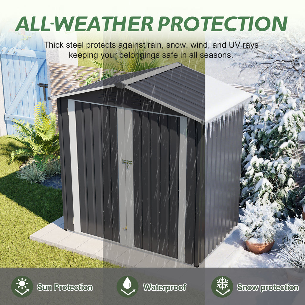 6x4ft metal outdoor storage shed product view 2