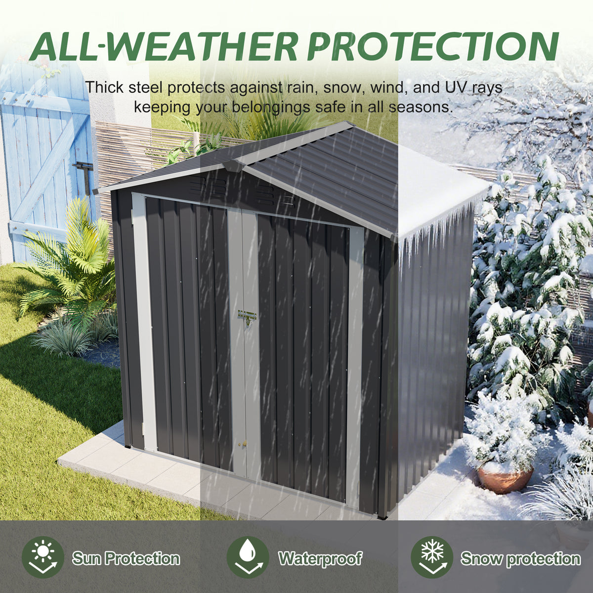 6x4ft metal outdoor storage shed product view 2