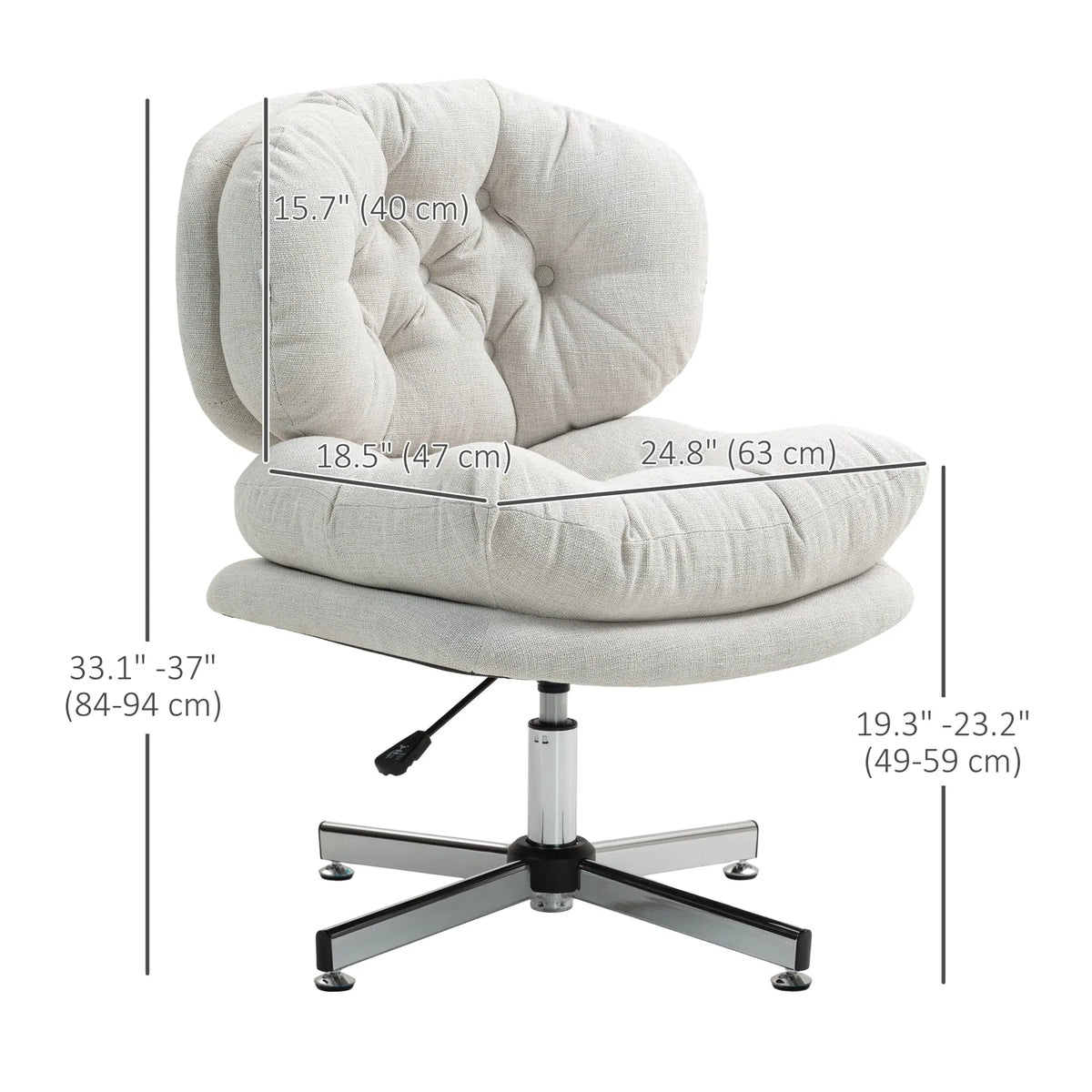 Computer Desk Chair Armless Office Chair with Wide Padded Seat and Adjustable
