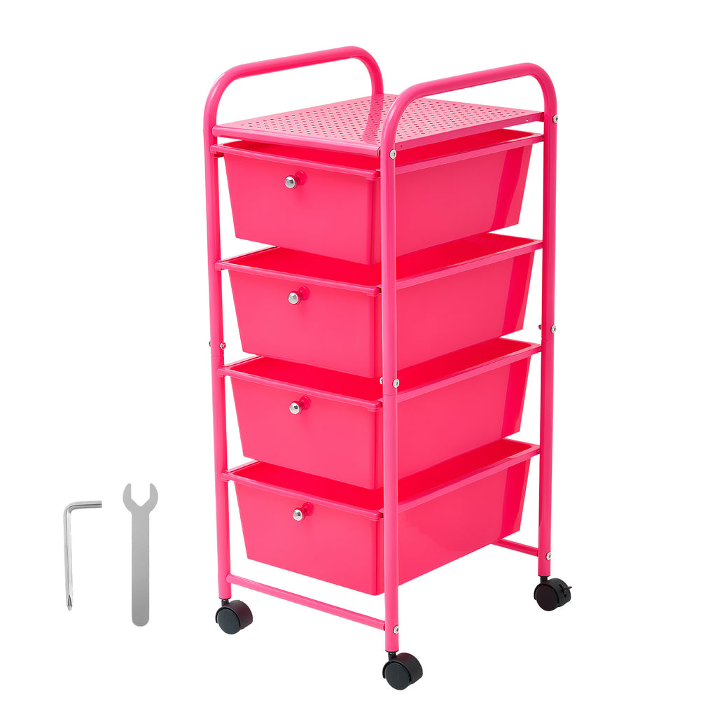 Rolling Cart With Drawers 4 Drawer Storage Organizer Mobile Utility Cart With - Image 2