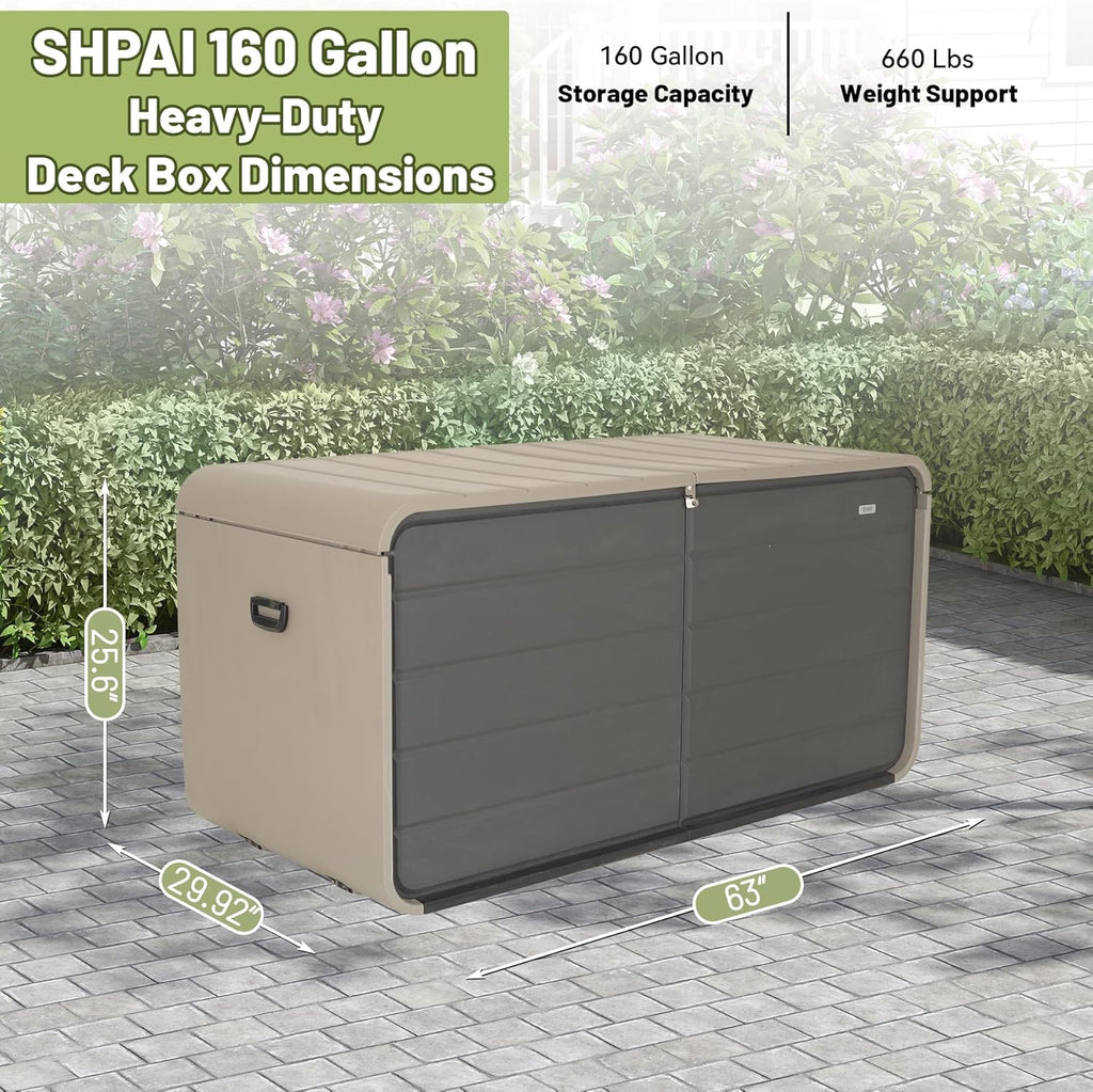 160-gallon resin outdoor deck storage box product view 3
