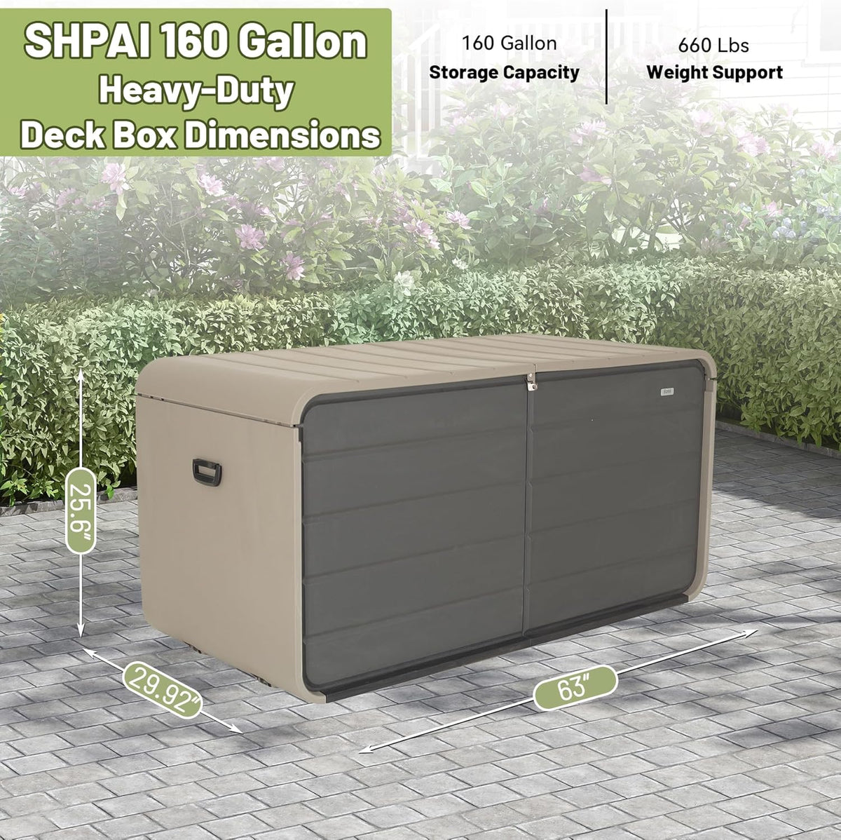 160-gallon resin outdoor deck storage box product view 3