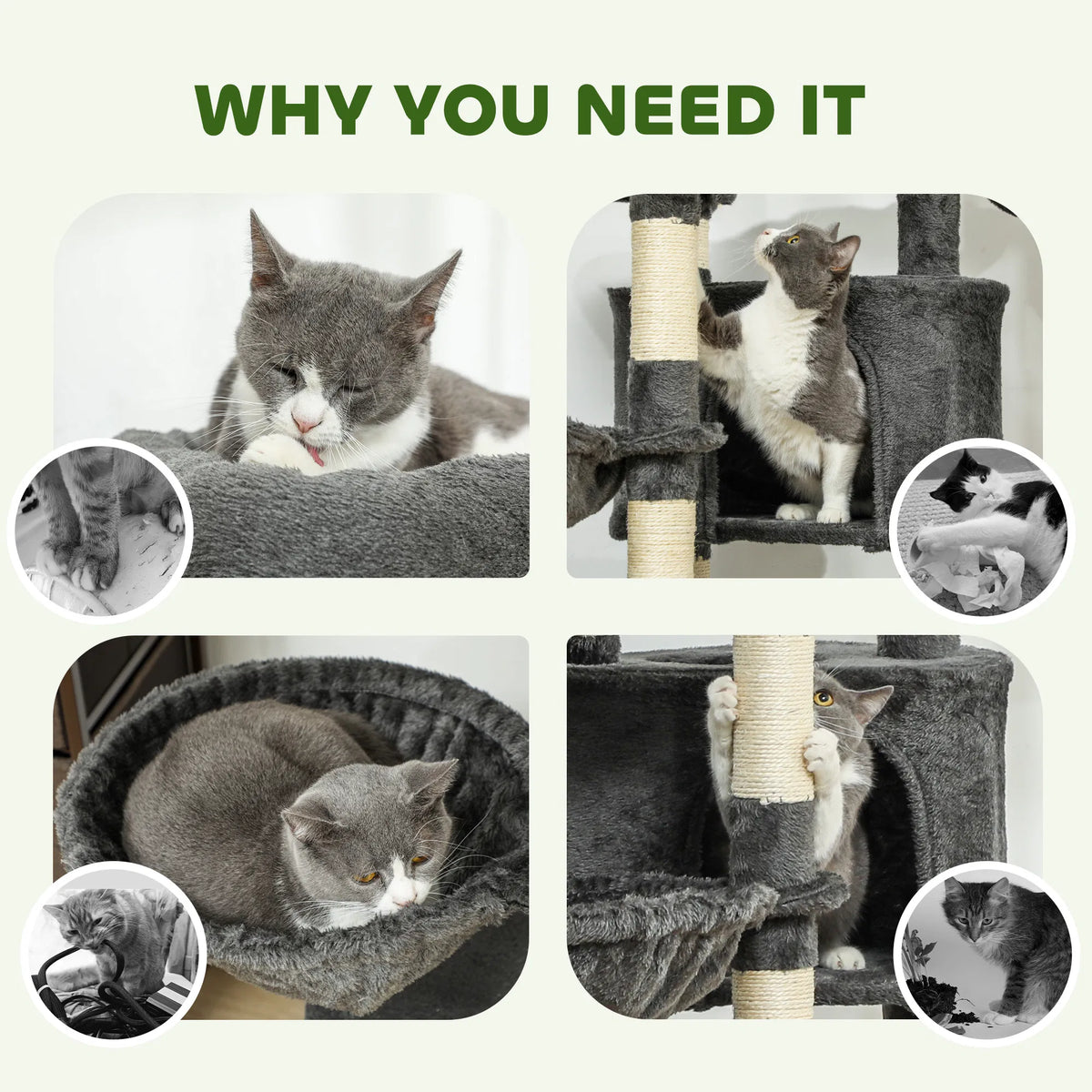 52.5" Cat Tree Tower with Scratching Posts Cat Condos Bed Platforms - Image 2