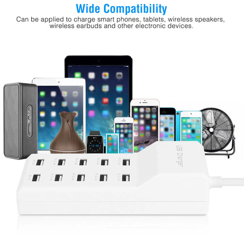 10 Ports USB Charging Station Hub 50W USB Wall Charger Fast Charging Power