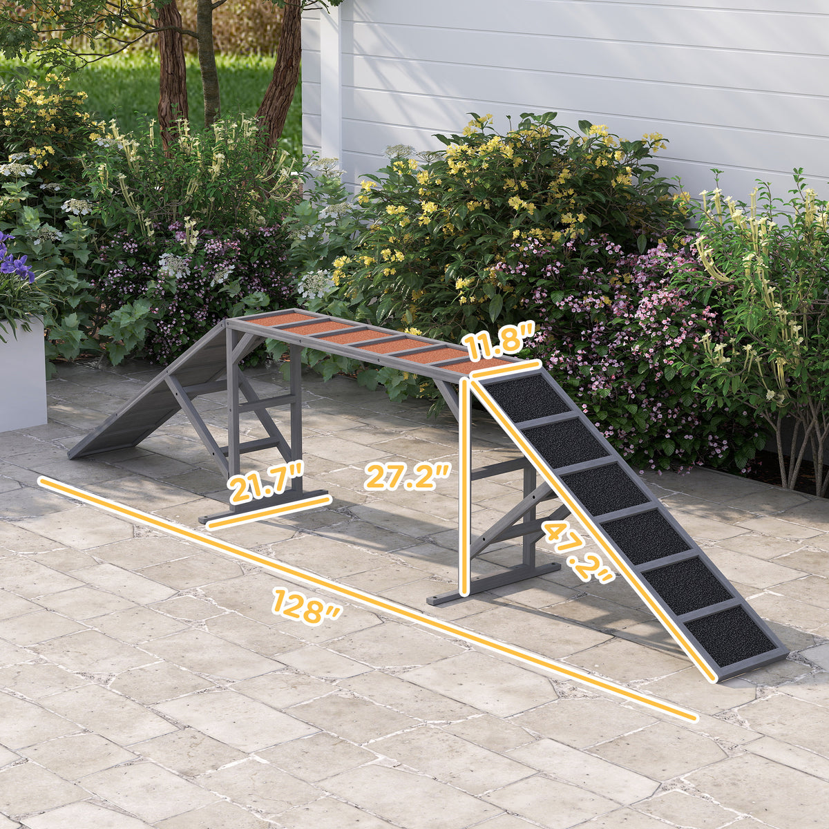 Dog Agility Equipment Ramp with Safety Bar Non slip Surface for Walk and - Image 3