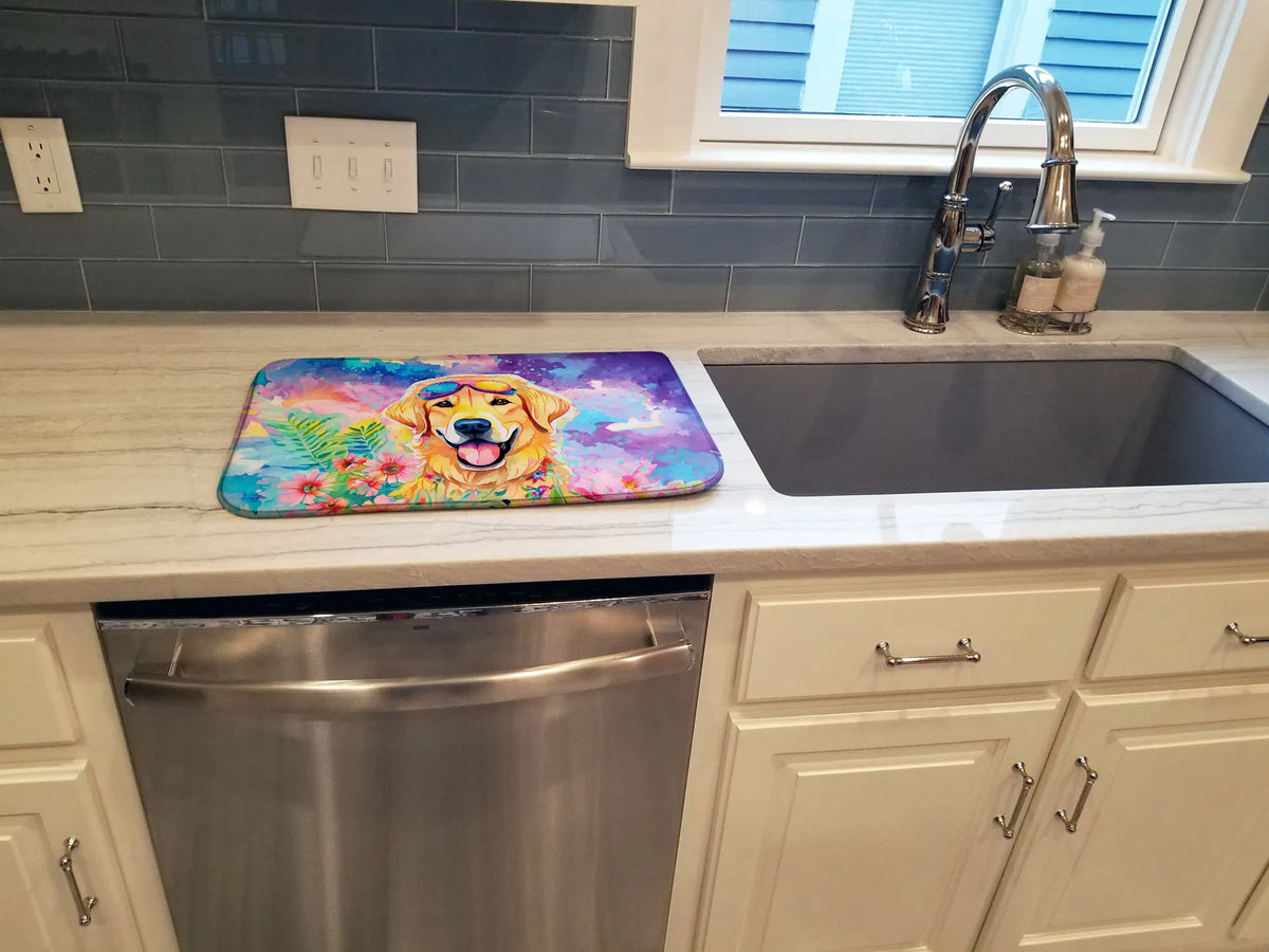 Yellow Labrador Hippie Dawg Dish Drying Mat Absorbent Dish Drying Mat Pad for