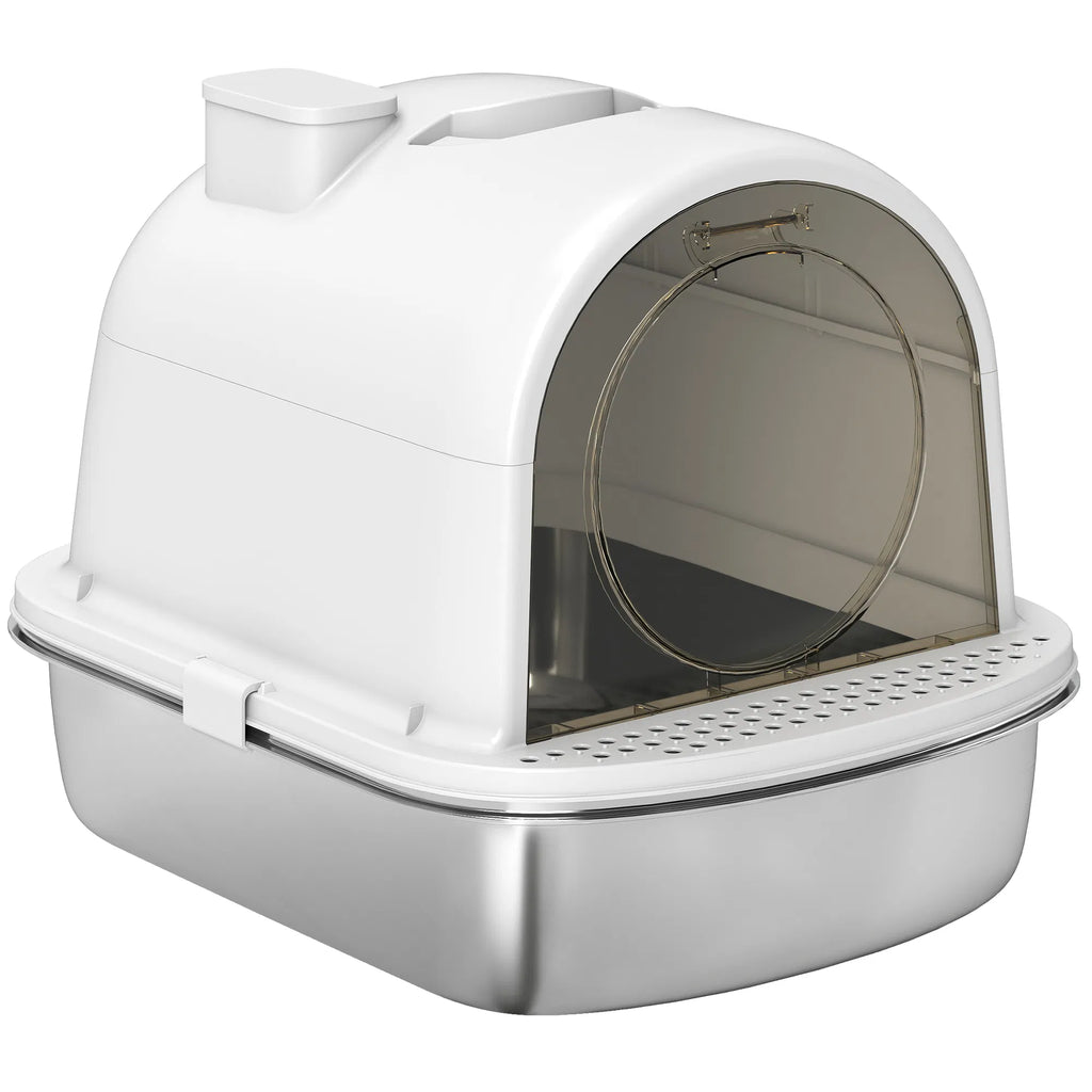Enclosed Stainless Steel Litter Box Metal Cat Litter Box with Scoop