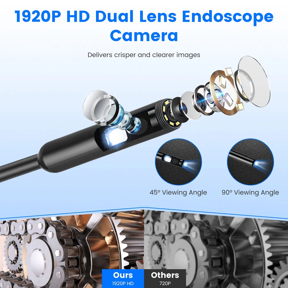 1Pc Endoscope Camera 1920P HD IP67 Waterproof Inspection Borescope Tool with - Image 5
